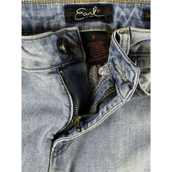 Earl Jean Women's Size 8 Embroidered Floral Butterfly Dragonfly Skinny Jeans - Picture 6 of 11